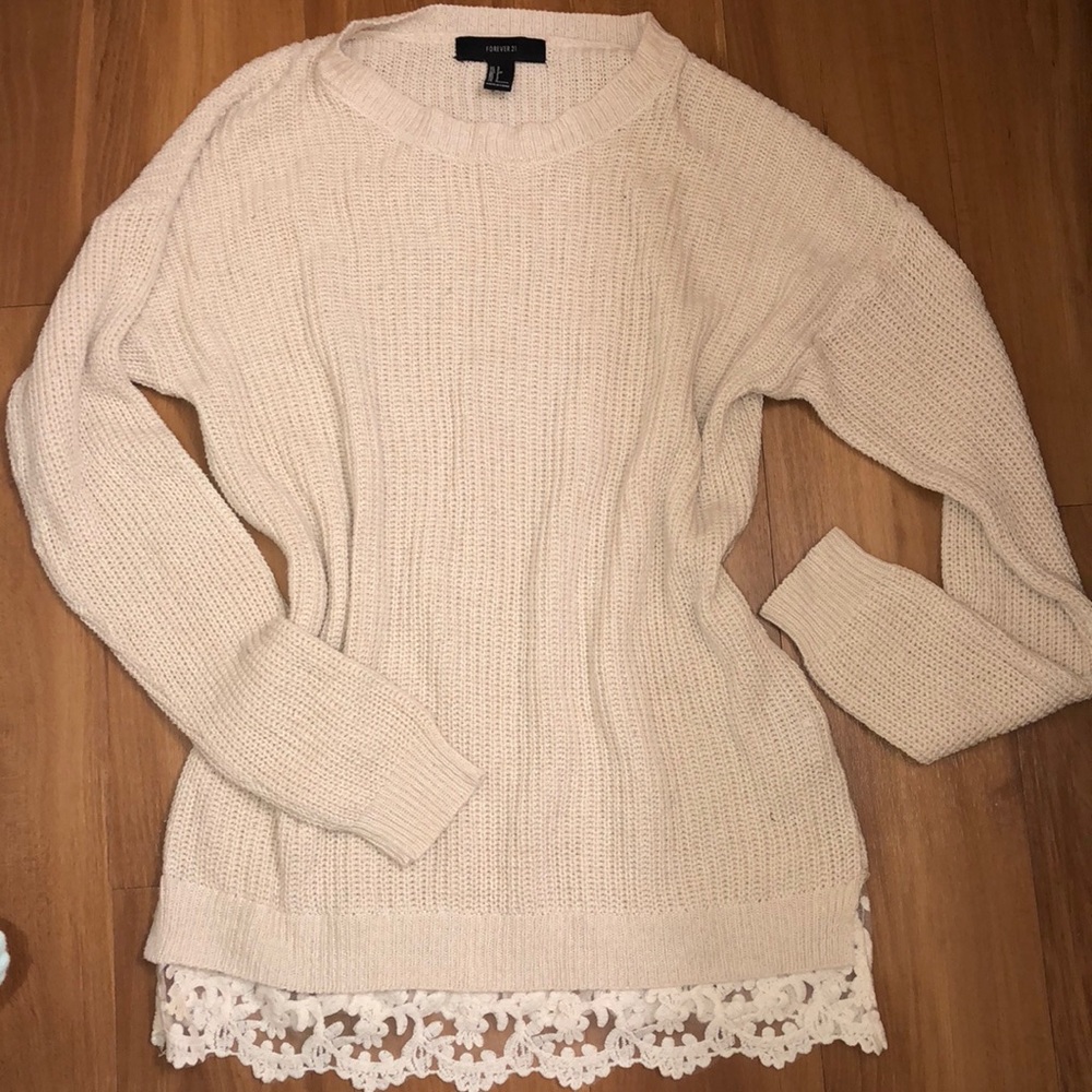 Forever 21 lace detail trimmed sweater